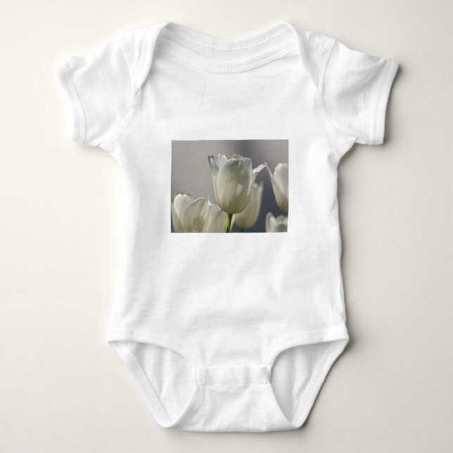 Beautiful White Spring Tulips Baby Bodysuit (Front)