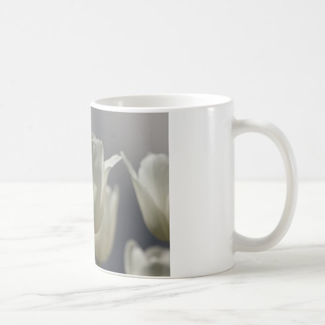 Beautiful White Spring Tulips Coffee Mug (Right)