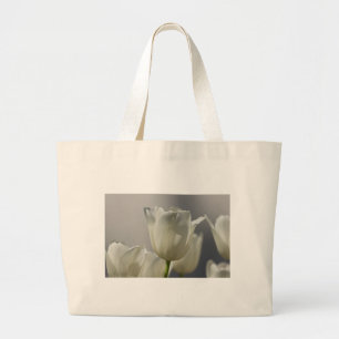 Beautiful White Spring Tulips Large Tote Bag