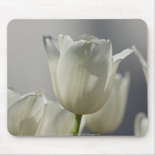 Beautiful White Spring Tulips Mouse Mat