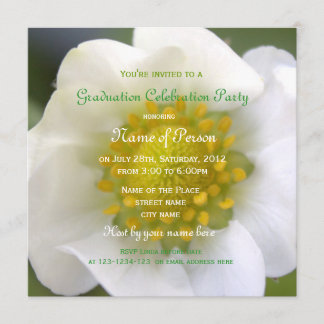 Beautiful white strawberry flower graduation party invitation