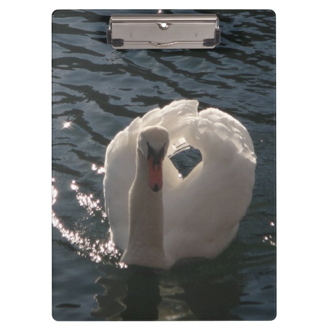 Beautiful white swan clipboard (Front)