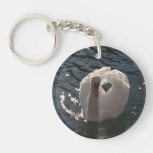 Beautiful white swan key ring