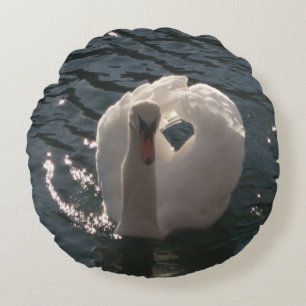 Beautiful white swan keychain round cushion