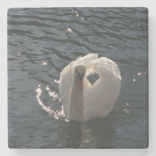 Beautiful white swan stone coaster