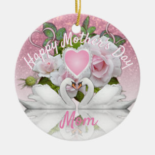 Beautiful White Swans - Mother's Day Ceramic Tree Decoration