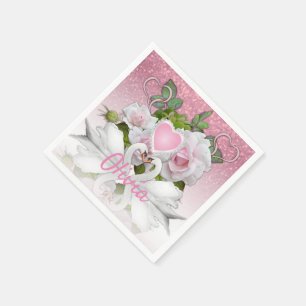 Beautiful White Swans - Personalise Napkin