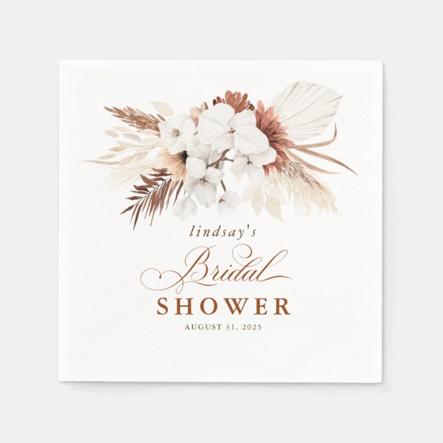 Beautiful White Terracotta Flowers Bridal Shower Napkin (Front)