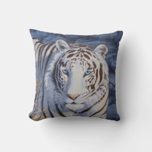 Beautiful White Tiger with Crystal Blue Eyes Cushion