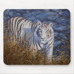 Beautiful White Tiger with Crystal Blue Eyes Mouse Mat