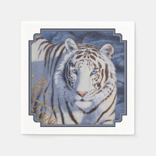 Beautiful White Tiger with Crystal Blue Eyes Napkin