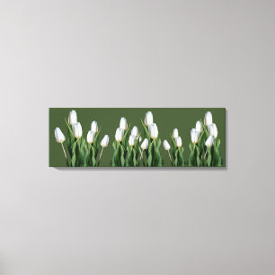 Beautiful white tulip flower green modern floral canvas print