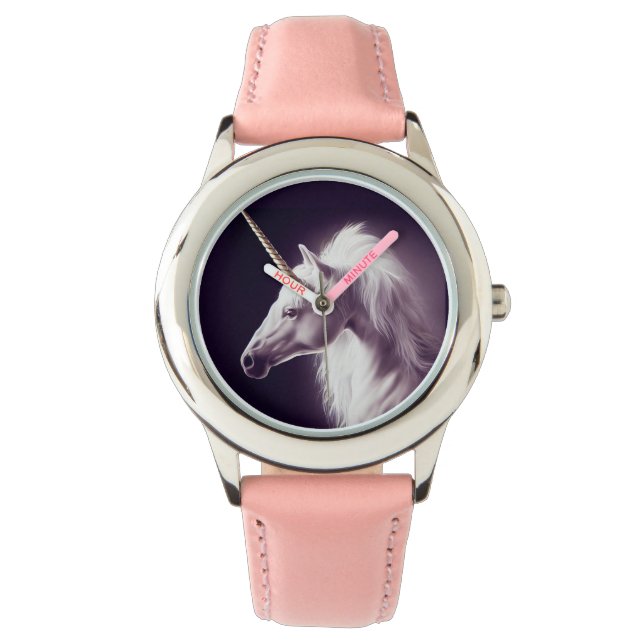 Beautiful White Unicorn Gold Spiral Horn Watch (Front)