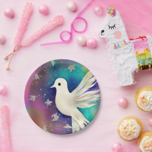 Beautiful White Watercolor Dove aper Plate