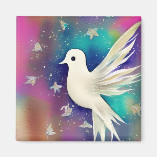Beautiful White Watercolor Dove Magnet