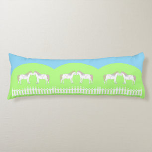 Beautiful White Wedding Horses Body Cushion