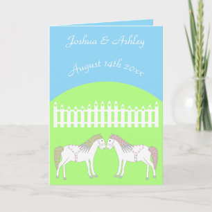 Beautiful White Wedding Horses Custom Card