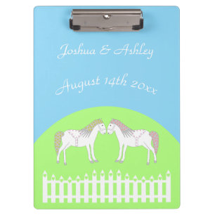 Beautiful White Wedding Horses Custom Clipboard