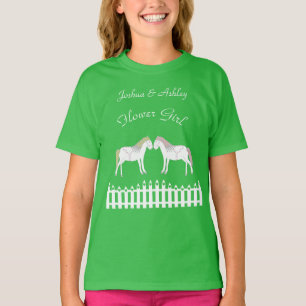 Beautiful White Wedding Horses Custom Flower Girl T-Shirt