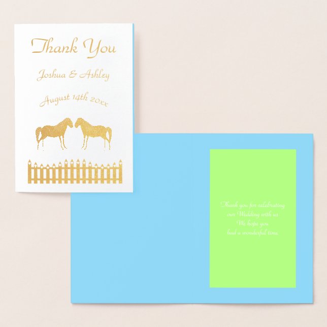 Beautiful White Wedding Horses Custom Foil Card (Display)