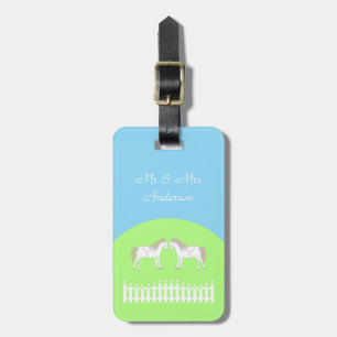 Beautiful White Wedding Horses Custom Luggage Tag