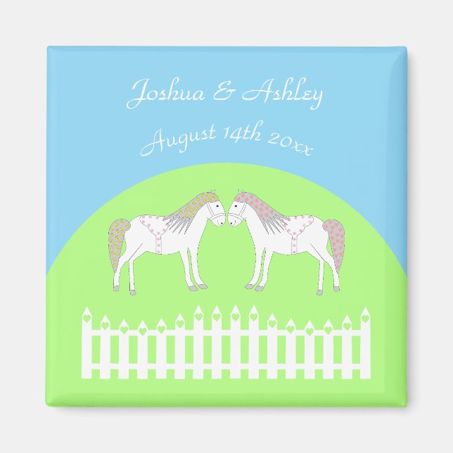Beautiful White Wedding Horses Custom Magnet (Front)
