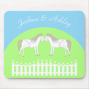 Beautiful White Wedding Horses Custom Mouse Mat