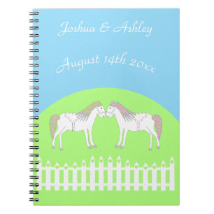 Beautiful White Wedding Horses Custom Notebook