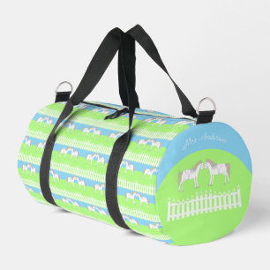 Beautiful White Wedding Horses Custom Patterned Duffle Bag