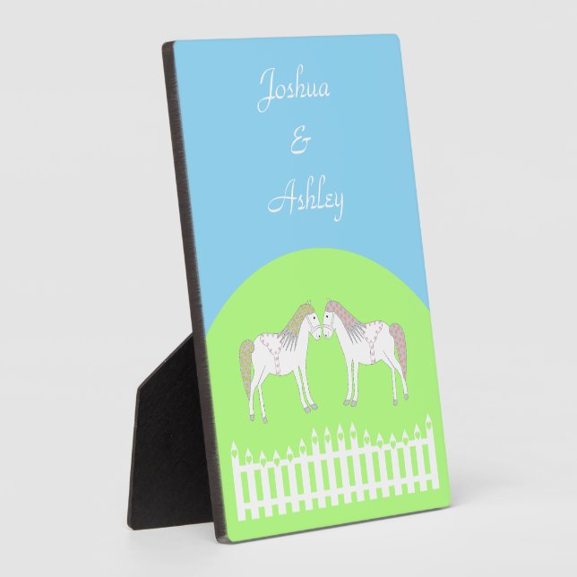 Beautiful White Wedding Horses Custom Plaque (Side)