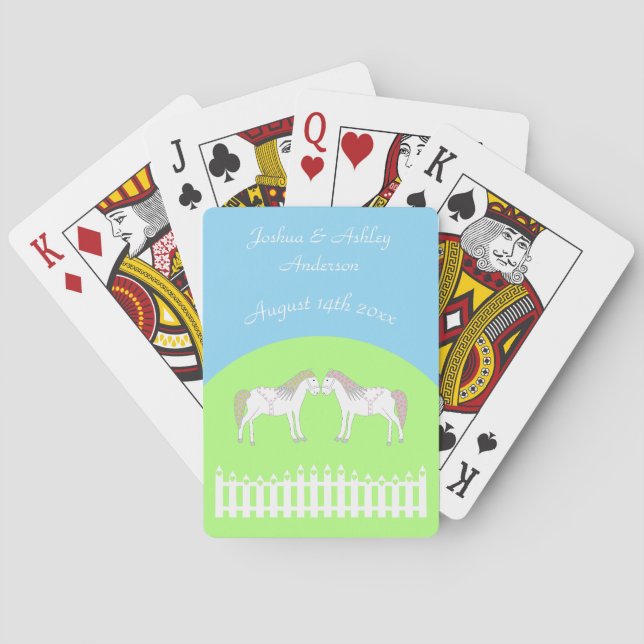 Beautiful White Wedding Horses Custom Playing Cards (Back)