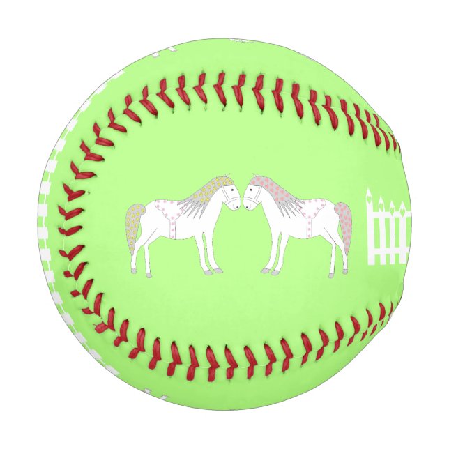 Beautiful White Wedding Horses Patterned Baseball (Front Left)