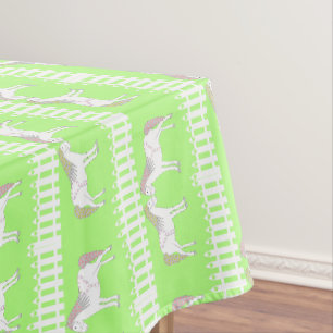 Beautiful White Wedding Horses Patterned Tablecloth