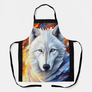 Beautiful White Wolf Painting Apron