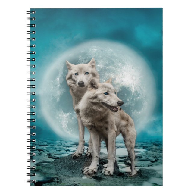 Beautiful White Wolves Notebook (Front)