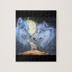 beautiful white wolves puzzle