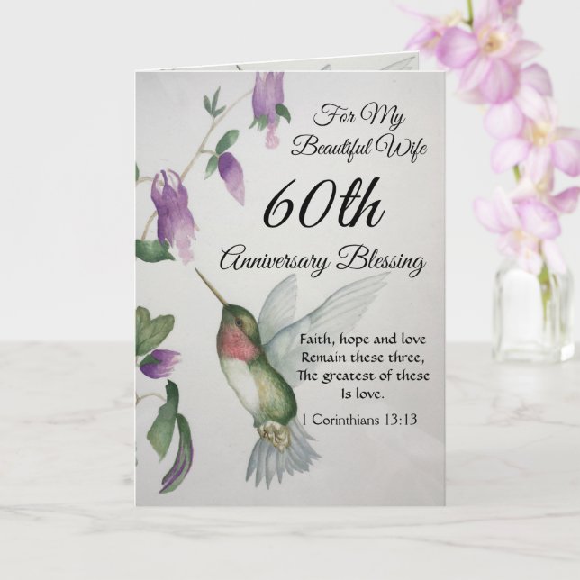 Beautiful Wife 60th Anniversary Blessing Card (Orchid)