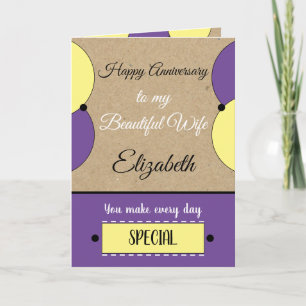 Beautiful Wife Anniversary purple rustic Card