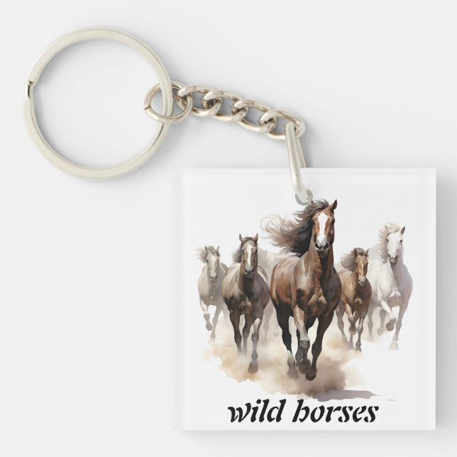 beautiful wild horses key ring (Front)