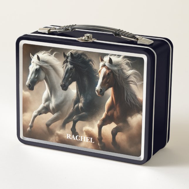 Beautiful Wild Horses Metal Lunch Box (Front)