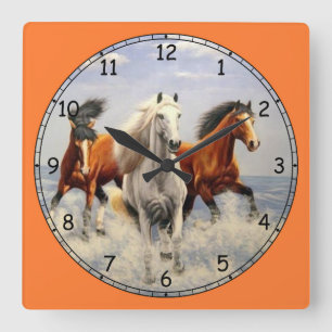 Beautiful Wild Horses Square Wall Clock