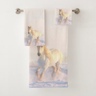 Beautiful Wild White Horse Bath Towel Set