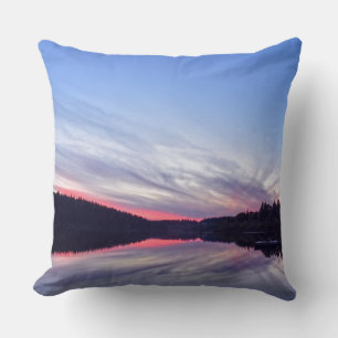 Beautiful Wilderness Sunset over Lake Photo Cushion