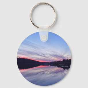 Beautiful Wilderness Sunset over Lake Photo Key Ring
