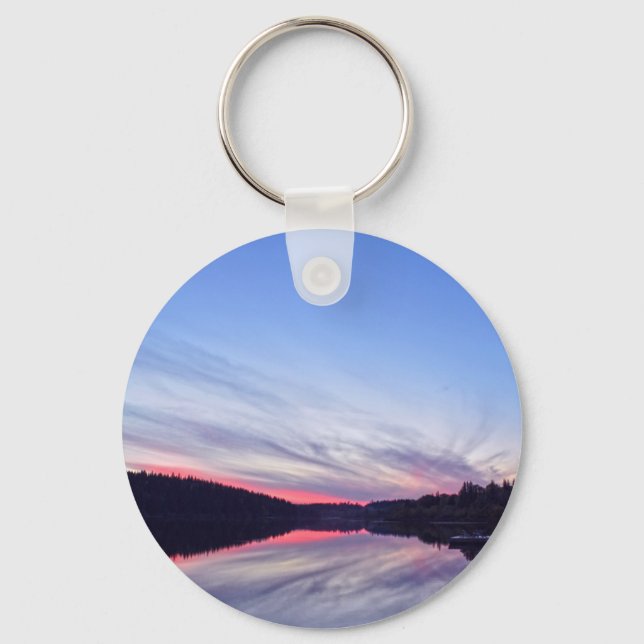 Beautiful Wilderness Sunset over Lake Photo Key Ring (Front)