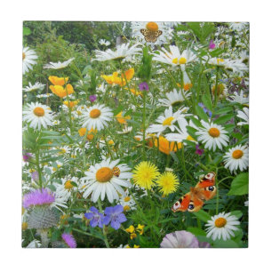 Beautiful Wildflower and Butterfly Meadow Tile