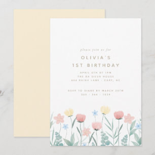 Beautiful Wildflower Bouquet Birthday Invitation