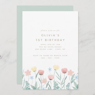 Beautiful Wildflower Bouquet Birthday Invitation