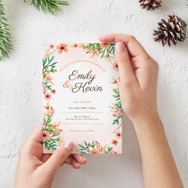 Beautiful Wildflower Garden Beige Photo wedding Invitation (Creator Uploaded)