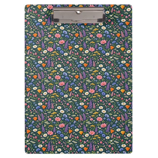 Beautiful Wildflower Garden on Dark Teal Clipboard (Front)